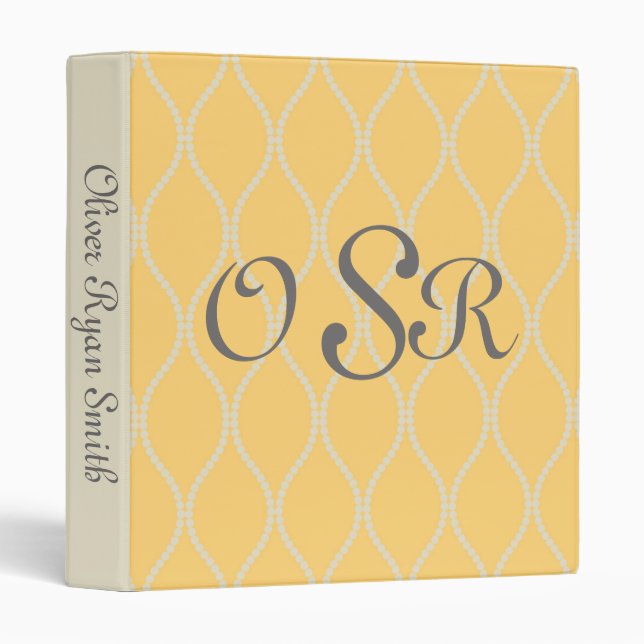 Classeur Monogramme jaune et crème Baby Album (Devant/Côté)
