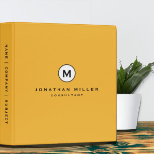 Classeur Monogramme jaune moutarde moderne gras