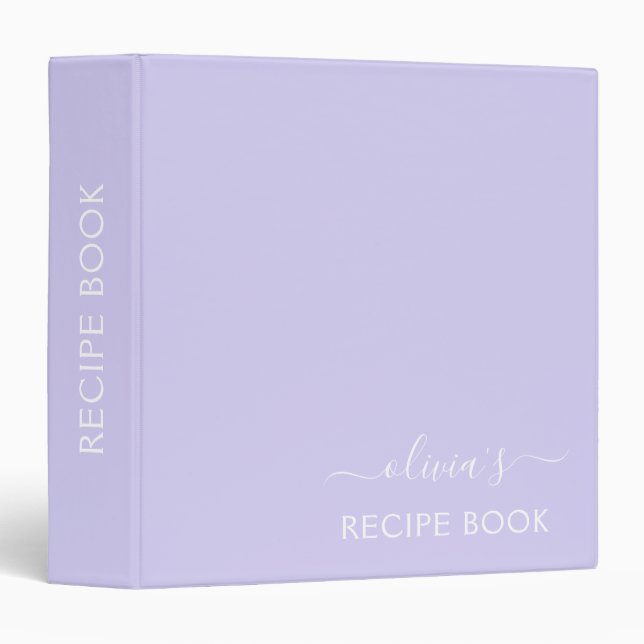 Classeur Monogramme Lavender Purple Script (Devant/Côté)