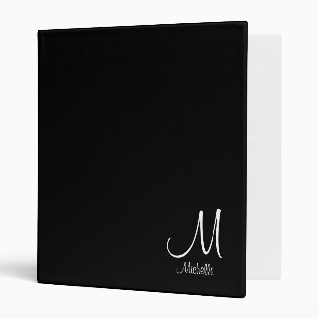 Classeur Monogramme Lettre initiale Modèle Élégant Script (Devant/intérieur)