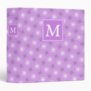 Classeur Monogramme lilas cercles pourpres motif