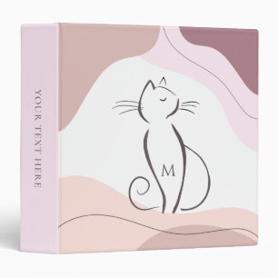 Classeur Monogramme minimaliste de chats noirs Boho en form