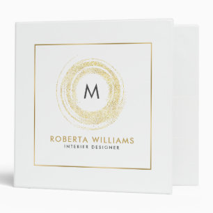 Classeur Monogramme minimaliste du cercle d'or