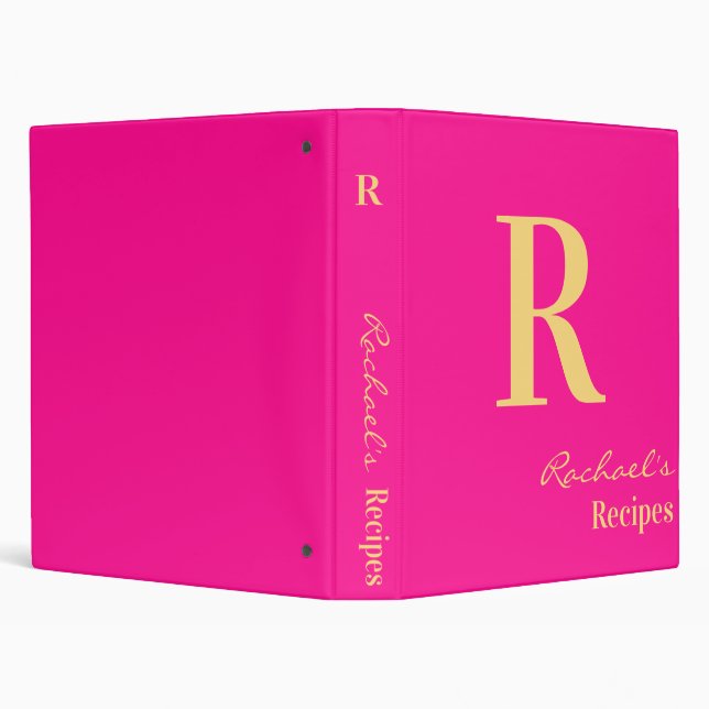 Classeur Monogramme minimum Nom Recette rose chaud moderne (Arrière-plan)