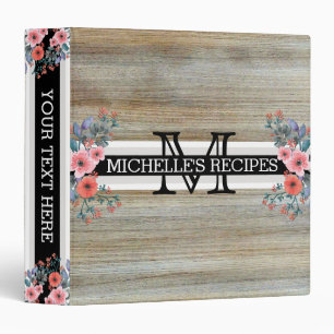 Classeur Monogramme Moderne Bois Floral Vintage #4
