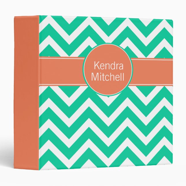 Classeur Monogramme moderne Chevron Stripes (Devant/Côté)