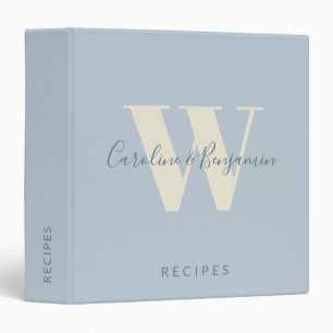Classeur Monogramme moderne Couple Nom Bleu clair