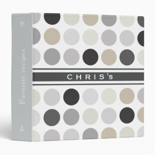 Classeur Monogramme moderne des motifs noirs blancs pois