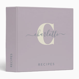 Classeur Monogramme moderne élégant Nom Dusty Lilac