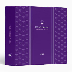 Classeur Monogramme Moderne Élégant Notes Importantes Viole
