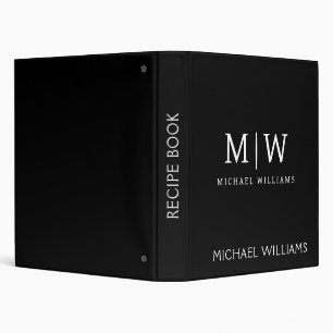 Classeur Monogramme moderne minimaliste noir et blanc