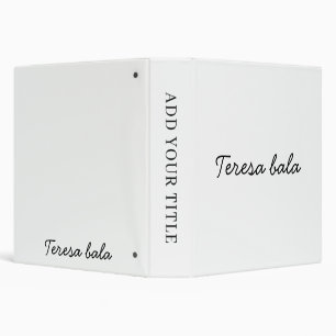 Classeur Monogramme Moderne Minimaliste Script Blanc