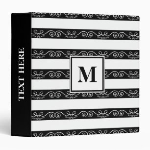 Classeur Monogramme moderne noir blanc