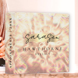 Classeur Monogramme moderne Rose Gold Opal Holographique