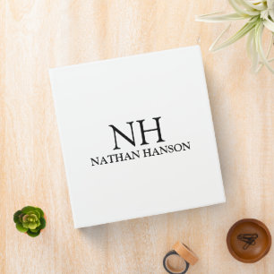 Classeur Monogramme Moderne Simple Noir et Blanc