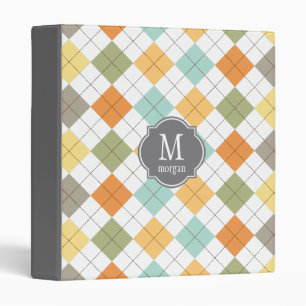Classeur Monogramme Motif de diamant rétro