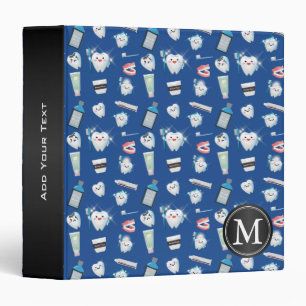 Classeur Monogramme - Motif dentaire - Bleu foncé