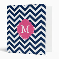 Monogramme Motif Navy Blue & Fuschia Zigzags