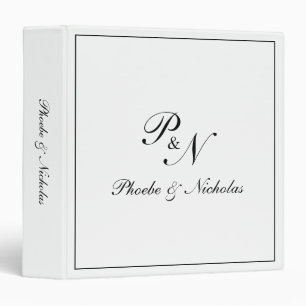 Classeur Monogramme Noir Blanc Élégant Mariage Album photo