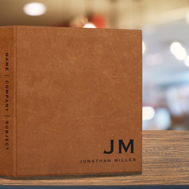 Classeur Monogramme noir en cuir simple (Créateur téléchargé)