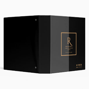 Classeur monogramme noir et or chic