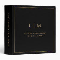 Monogramme noir et or simple Mariage élégant