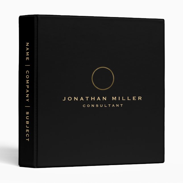 Classeur Monogramme noir professionnel (Devant/Côté)