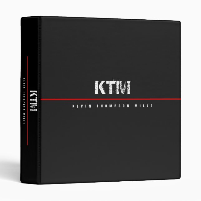 Classeur Monogramme noir simple (Devant/Côté)