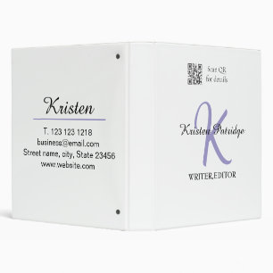 Classeur Monogramme nom écrivain violet modifier code QR en