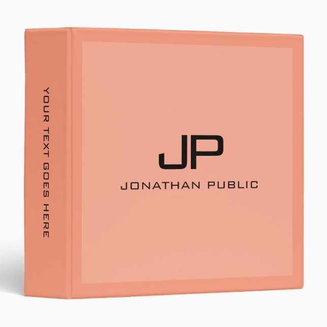 Classeur Monogramme Nom Modèle Apricot tendance Couleur sol (Devant/Côté)