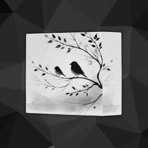 Classeur Monogramme Oiseaux noirs et blancs simples dans le