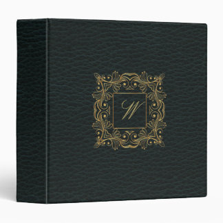 Classeur Monogramme ornemental de cadre sur le cuir foncé