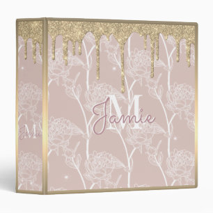 Classeur Monogramme Parties scintillant d'or métallurgique