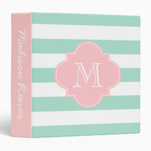 Classeur Monogramme personnalisé à pointe chic et à bande r