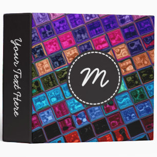 Classeur Monogramme personnalisé Abstrait Motif en mosaïque