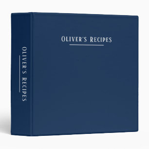 Classeur monogramme personnalisé, bleu foncé moderne