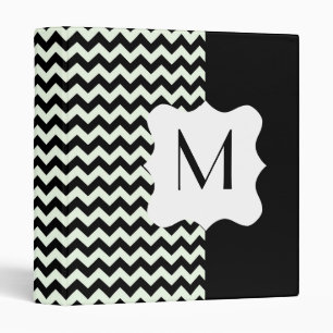 Classeur Monogramme personnalisé Chevron noir et blanc