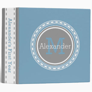 Classeur Monogramme personnalisé de Carolina Blue Dove Gre