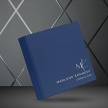 Monogramme personnalisé élégant argent sur fond bl