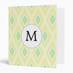 Classeur monogramme personnalisé en Ikat jaune et aqua