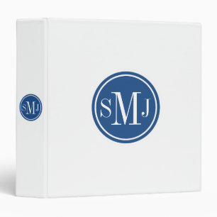 Classeur Monogramme personnalisé et bleu classique