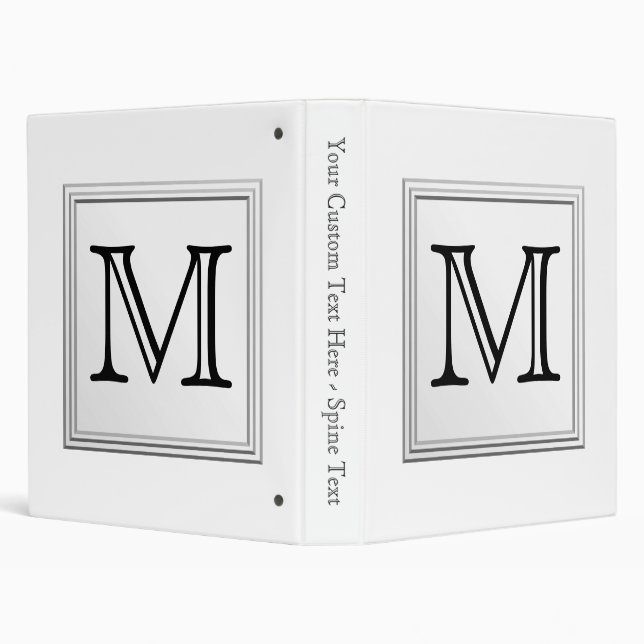 Classeur Monogramme personnalisé imprimé. Noir et Blanc. (Arrière-plan)