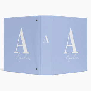 Classeur Monogramme personnalisé Nom Pastel Blue