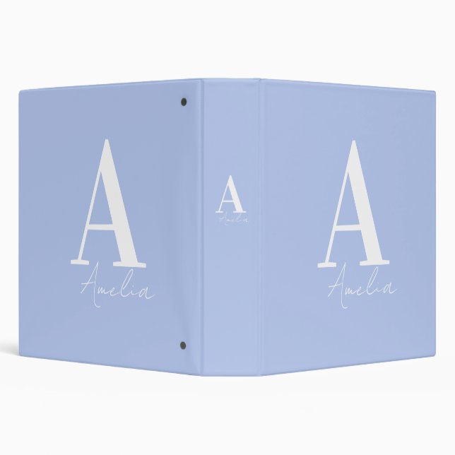 Classeur Monogramme personnalisé Nom Pastel Blue (Arrière-plan)