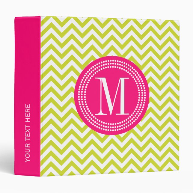 Classeur Monogramme personnalisé par zigzag de Chevron de (Devant/Côté)
