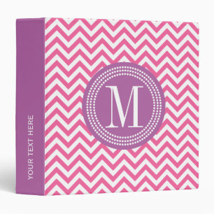 Classeur Monogramme personnalisé par zigzag rose Girly de