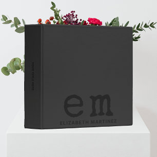 Classeur Monogramme personnalisé Simple minimaliste monochr