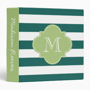 Classeur Monogramme personnalisé Turquoise foncé chic et ve