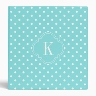 Classeur Monogramme Pois turquoise