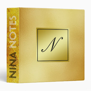 Classeur Monogramme propre d'aluminium de Faux d'or